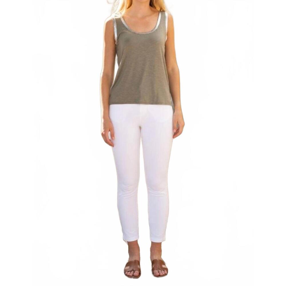 NEW MARBLE metallic trim tank top in green